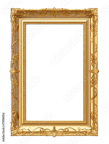 a golden frame isolated on a white background © Imamul