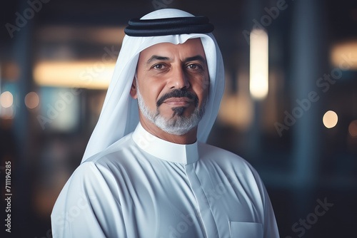 portrait of a middle aged arabian businessman in a modern office building