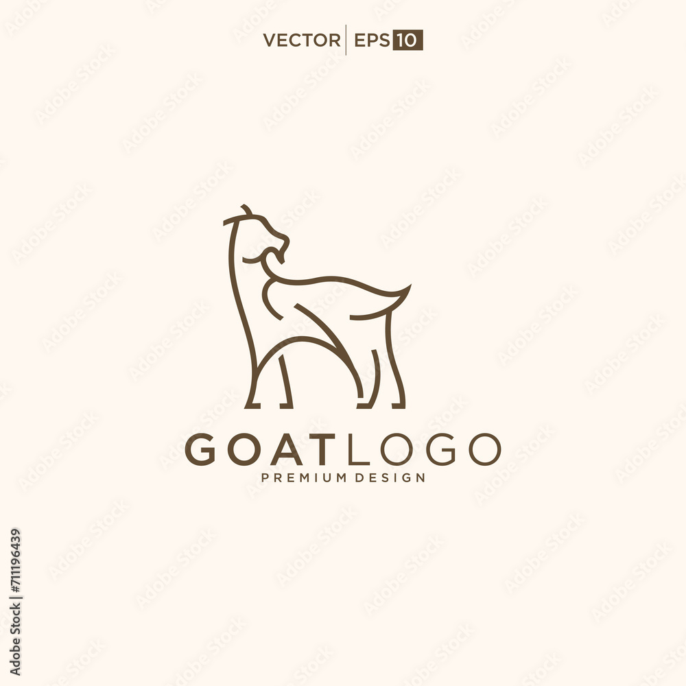 Strong goat icon line outline logo design inspiration