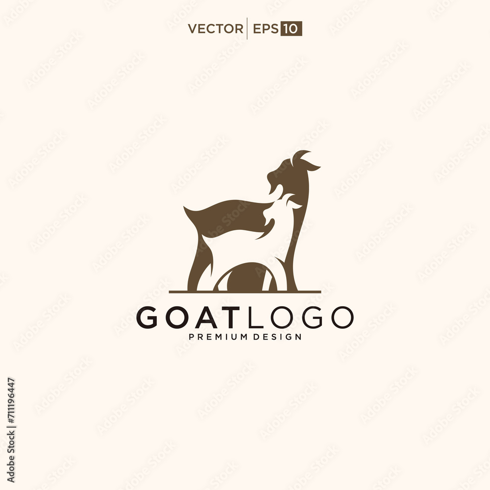 Strong goat icon line outline logo design inspiration