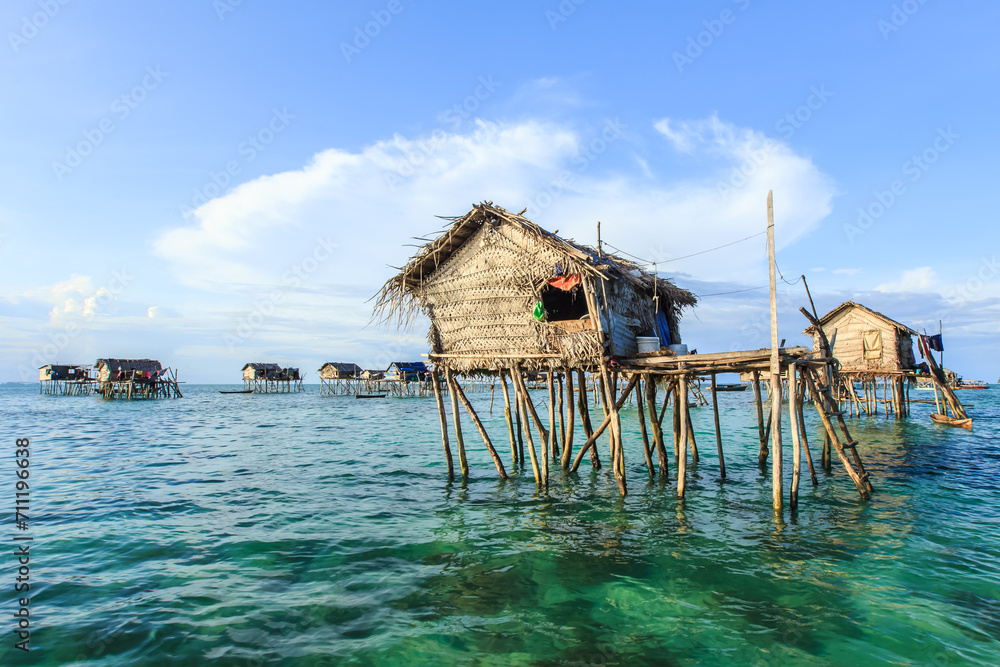 Beautiful landscapes view borneo sea gypsy water village in Bodgaya Mabul Island, Semporna Sabah, Malaysia. Beautiful landscapes view borneo sea gypsy water village in Bodgaya Mabul Island, Semporna Sabah, Malaysia.