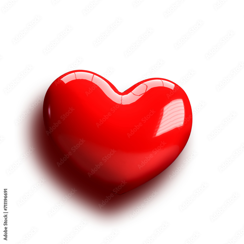 3D Love, Heart. Red heart isolated on white