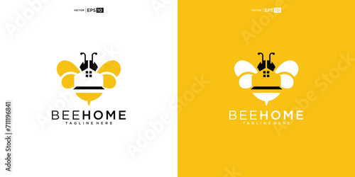 Honey Bee House logo Design vector illustration