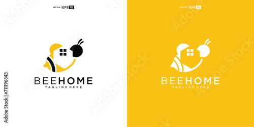 Honey Bee House logo Design vector illustration