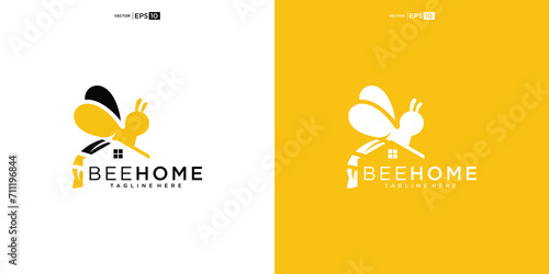 Honey Bee House logo Design vector illustration