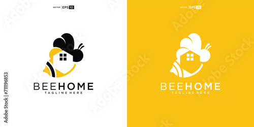 Honey Bee House logo Design vector illustration