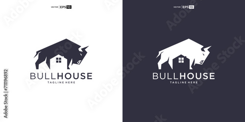 Bull House Logo Design inspiration, brand identity logos vector, modern logo, Logo Designs Vector Illustration Template