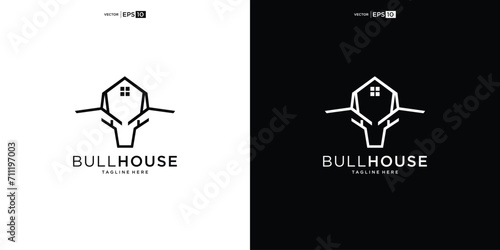 Bull House Logo Design inspiration, brand identity logos vector, modern logo, Logo Designs Vector Illustration Template