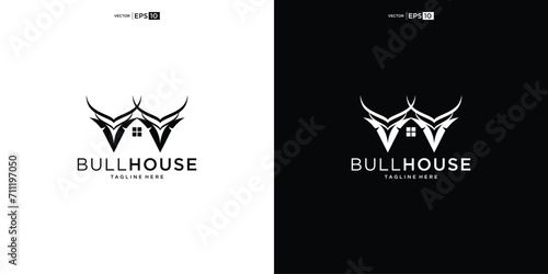 Bull House Logo Design inspiration, brand identity logos vector, modern logo, Logo Designs Vector Illustration Template