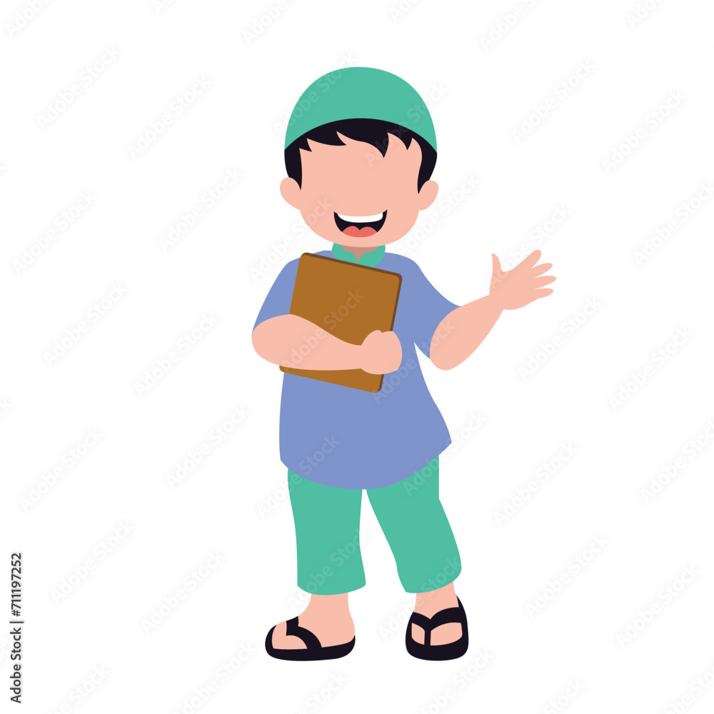 Cute isolated muslim character. chibi style character design. Cute isolated muslim character. chibi style character design.