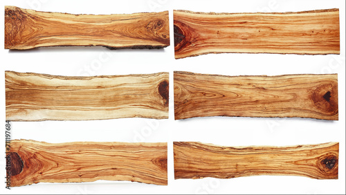 Wooden slabs isolated on a white background.
