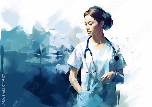 Doctor nurse  abstract illustration 