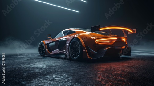 Generic and unbranded sport car on a dark background photo