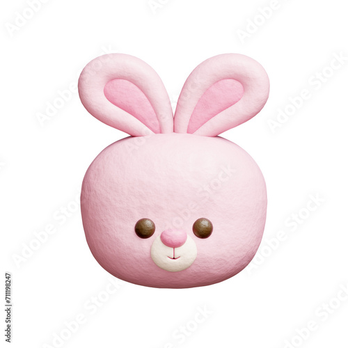 3D cute rabbit, Cartoon animal character, 3D rendering.