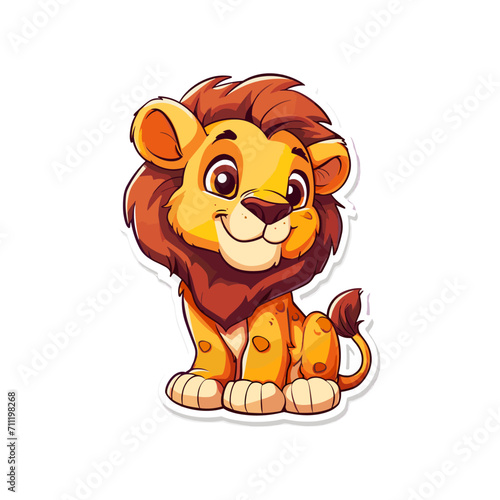 Cute baby lion sticker vector illustration