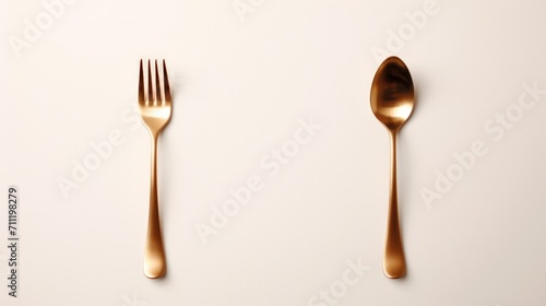 fork and spoon on isolated background copy space, generative AI photo