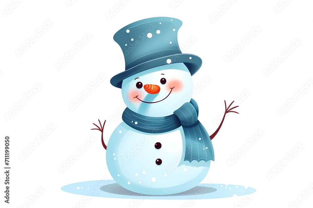 Cartoon snowman in a hat and scarf. Vector illustration. Cartoon snowman in a hat and scarf. Vector illustration.