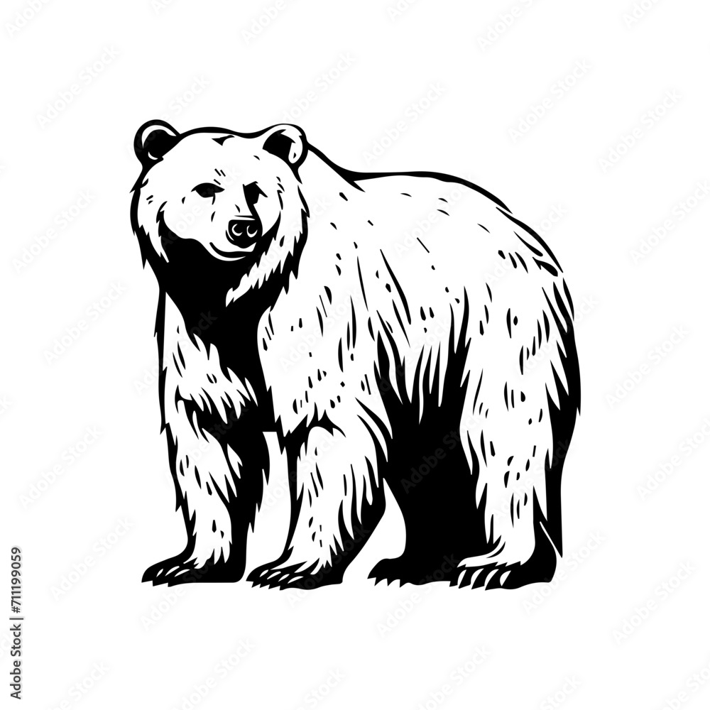 Obraz premium Bear black silhouette logo svg vector, Bear icon illustration