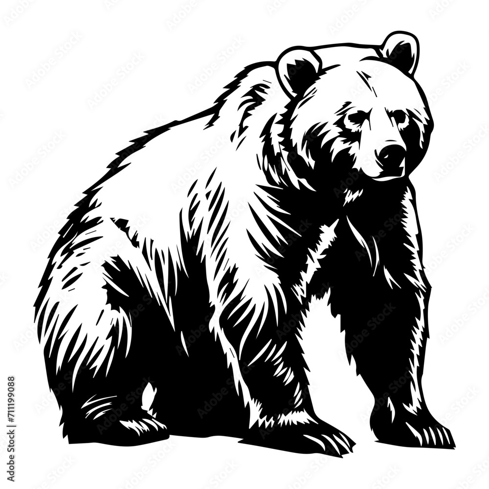 Fototapeta premium Bear black silhouette logo svg vector, Bear icon illustration