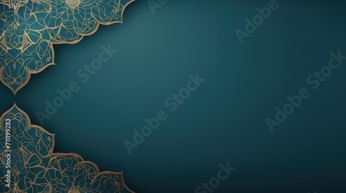 Islamic Arabic Arabesque Ornament Border for Ramadan Kareem and Eid Fitr Abstract Background with Copy Space for Text. generative AI photo