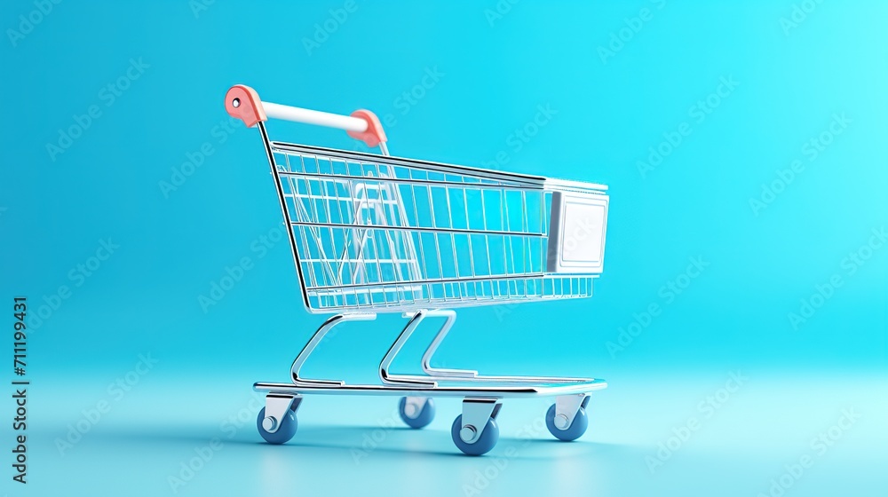 3d Vector Shopping Trolley with Parcel boxes, Shopping Online Concept. generative ai 3d Vector Shopping Trolley with Parcel boxes, Shopping Online Concept. generative ai