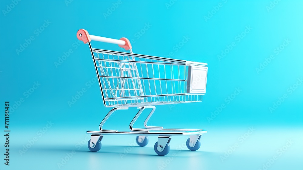 3d Vector Shopping Trolley with Parcel boxes, Shopping Online Concept. generative ai