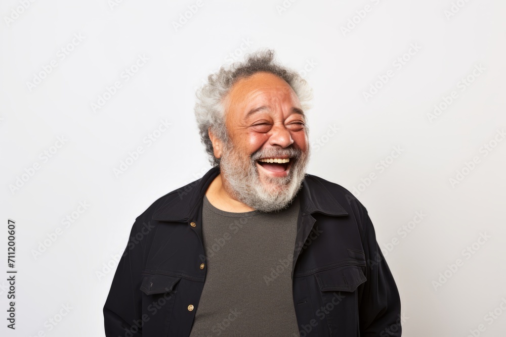 Portrait of a senior asian man with gray hair and beard laughing Portrait of a senior asian man with gray hair and beard laughing