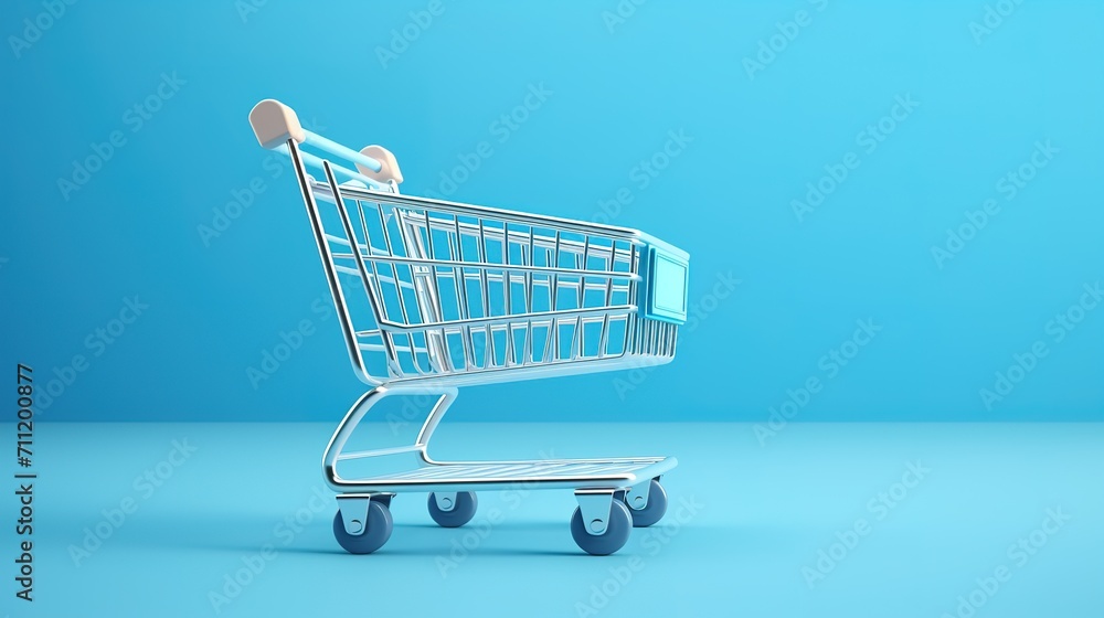 3d Vector Shopping Trolley with Parcel boxes, Shopping Online Concept. generative ai 3d Vector Shopping Trolley with Parcel boxes, Shopping Online Concept. generative ai