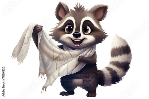 Raccoon with scarf. Vector illustration of a raccoon.