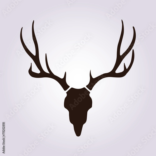 Vector Reindeer Horns, Antlers. Deer Horn Silhouettes. Hand Drawn Deers Horn, Antler silhouette. Antler Animal. Design Elements of Deer Skull. Wildlife Hunters, Hipster, Christmas and New Year concept