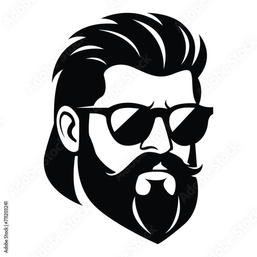 barbarian wearing sunglasses iconic logo vector illustration