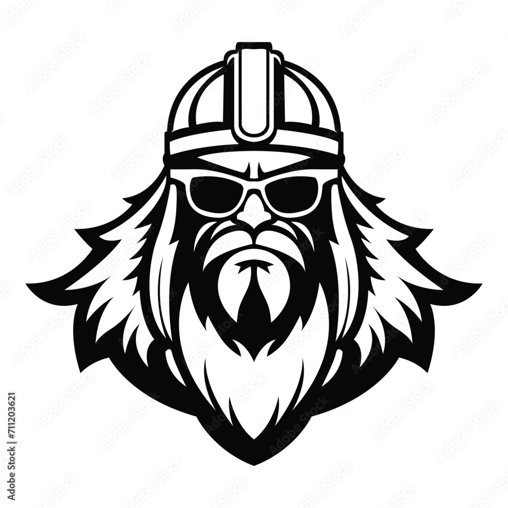 Fototapeta premium barbarian wearing sunglasses iconic logo vector illustration