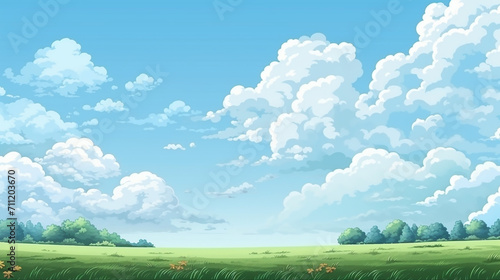 pixel art seamless background with blue sky and ground