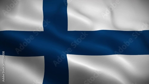 Finland flag waving animation, perfect loop, official colors, 4K video photo