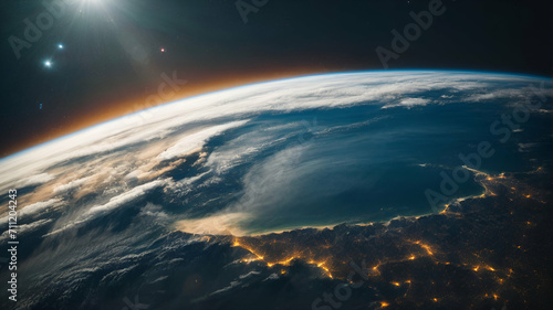 The Earth globe from Space. High Resolution Planet Earth view. 3d realistic render Illustration. Dramatic view of earth from space
