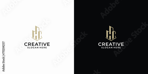 Hc building monogram logo design illustration