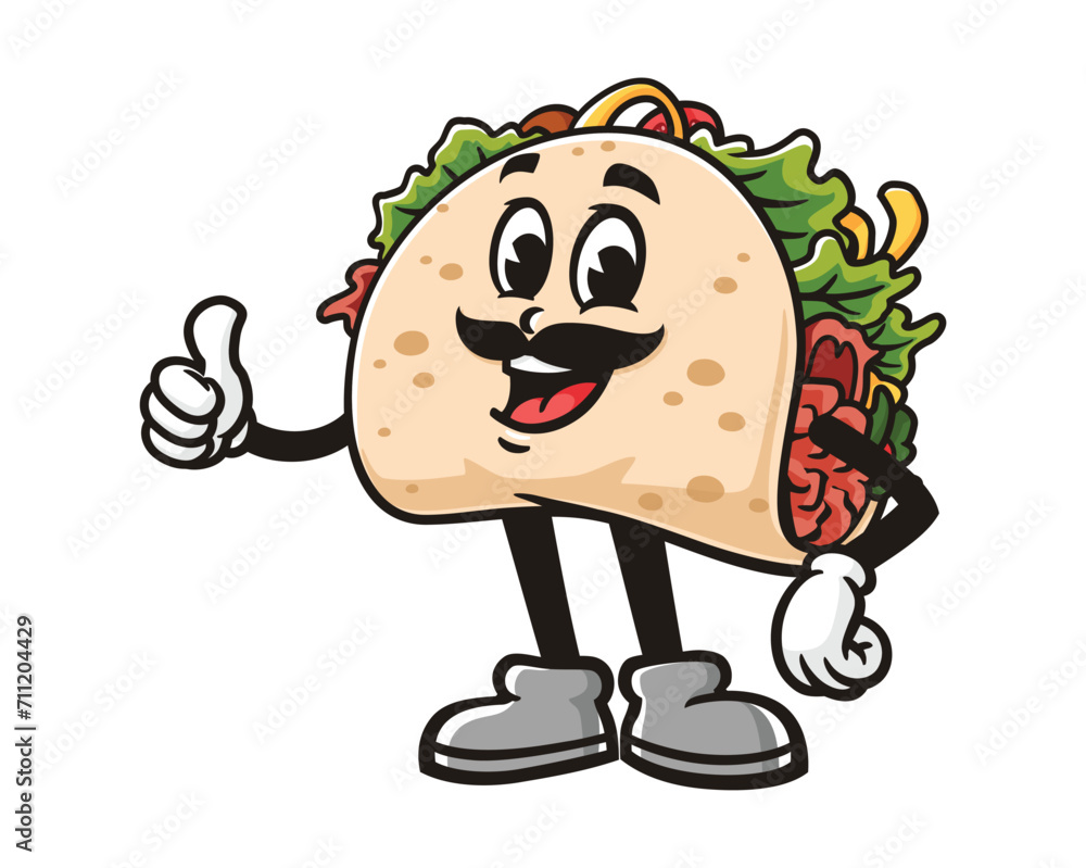 Taco with mustache cartoon mascot illustration character vector clip art logo hand drawn Taco with mustache cartoon mascot illustration character vector clip art logo hand drawn