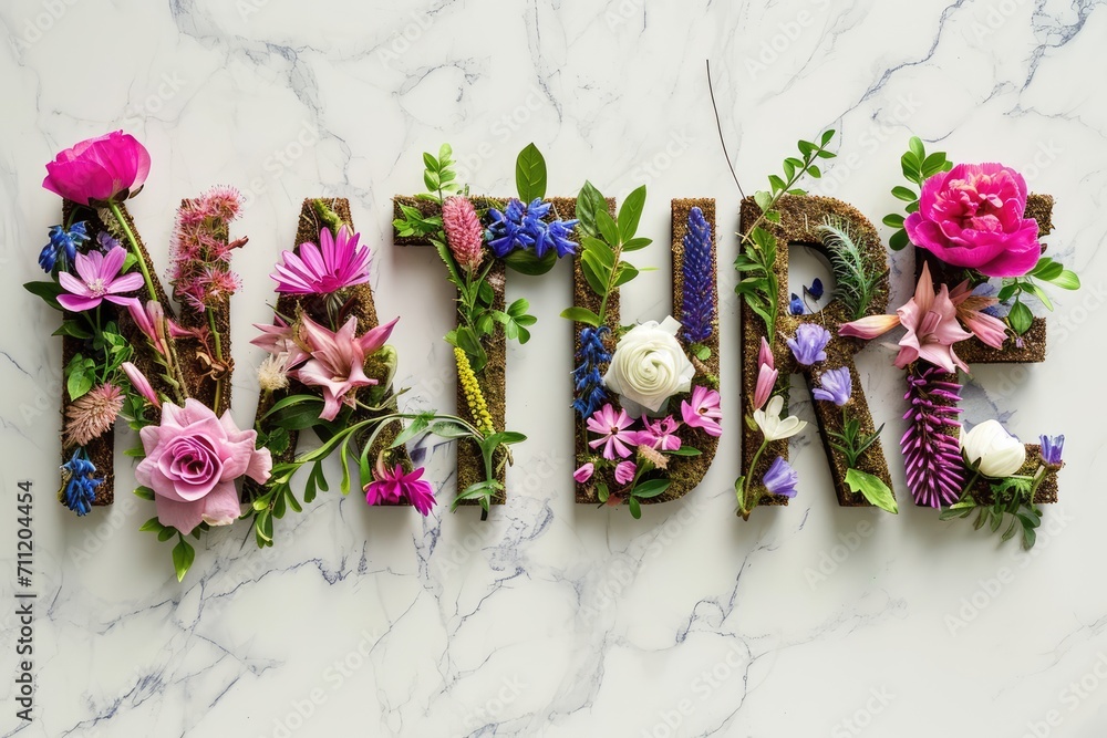 Blossoming Nature: Vibrant Floral Letters Spell 