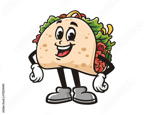 Taco laugh cartoon mascot illustration character vector clip art logo hand drawn