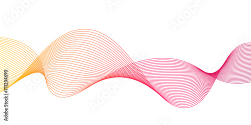 Abstract backdrop with purple wave gradient lines on white background. Curved smooth lines created by bend tool.Vector illustration of music, technology concept,
