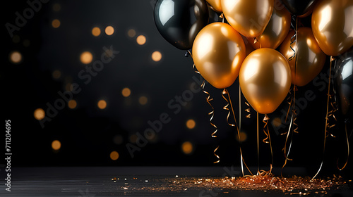 Birthday background with balloons and confetti for birthday card or invitation design