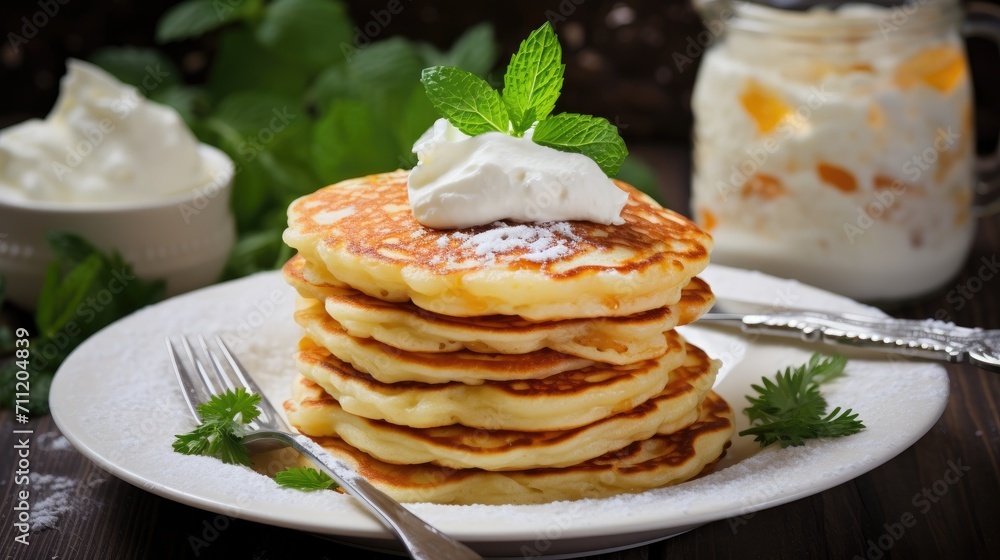 Pancakes with a piece of melted butter and drizzled with honey or syrup.Maslenitsa concept. Crepes week. Delicious homemade breakfast or lunch. Pancakes with a piece of melted butter and drizzled with honey or syrup.Maslenitsa concept. Crepes week. Delicious homemade breakfast or lunch.