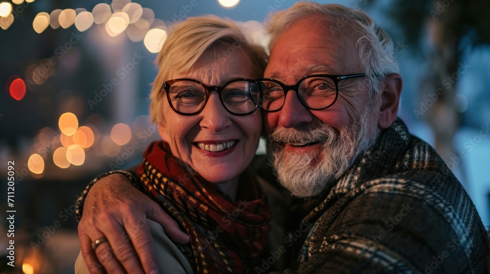 © pinkrabbit - couple senior family smile and happy activity together, cuddling, warm hugs, senior or adult love, married couple, warm family. Husband and wife in love so fun in important days, celebrating
