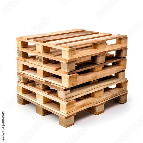 Stack of wooden pallets on a white background 