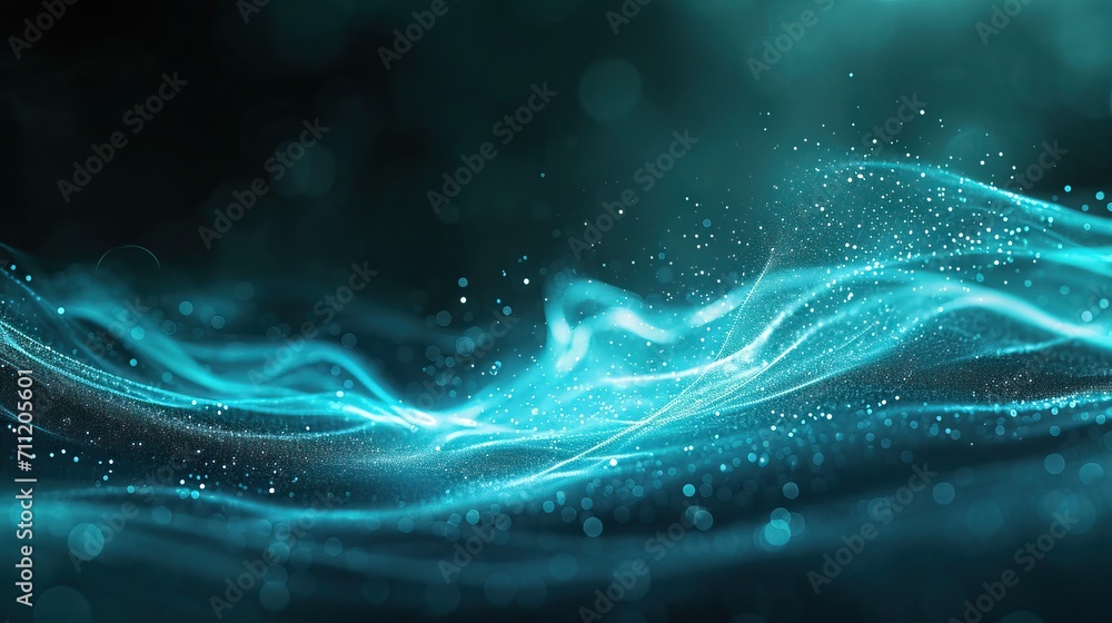 Fading bright curved lines, dark background with small bright spots Fading bright curved lines, dark background with small bright spots