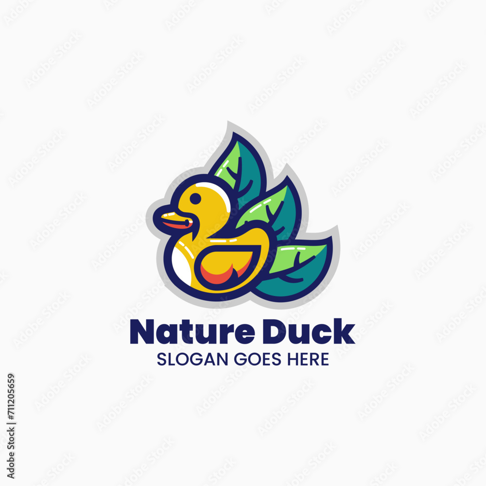 Obraz premium Vector Logo Illustration Duck Simple Mascot Style