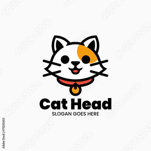 Vector Logo Illustration Cat Head Mascot Cartoon Style © Ivan_Artnivora