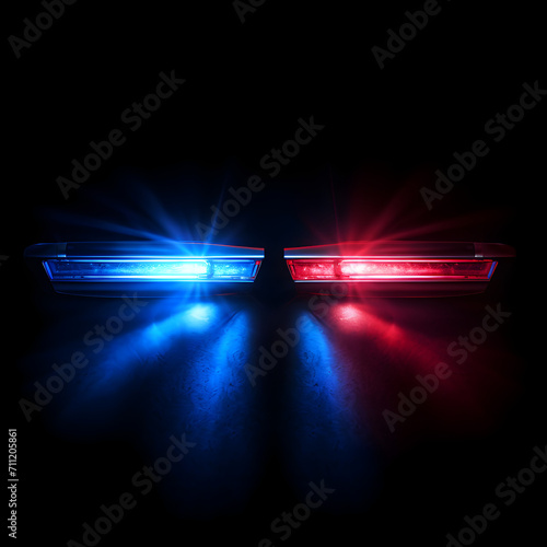 Blue and red police siren lights 