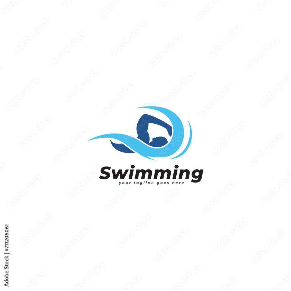swimming logo design Vector Template