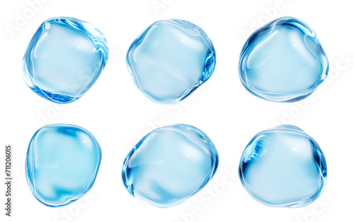 Transparent blue liquid bubble, 3d rendering.